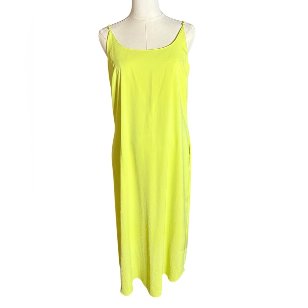 CALVIN KLIEN lemon yellow maxi slip dress in Sz S - Picture 2 of 8